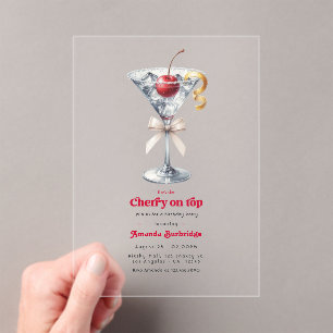 Sie ist die Kirsche auf dem Acryl-Martini-Geburtst Acryleinladungen