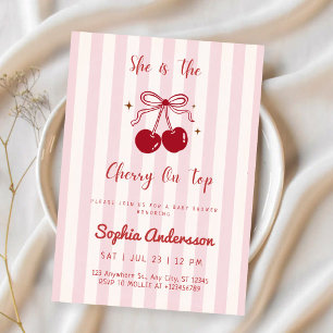 Sie ist die Kirsche auf dem rosa Schleifen-Baby-Ta Einladung