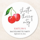 Sie ist die Kirsche auf dem Sahnehäubchen 🍒 Jungg Runder Pappuntersetzer (Vorderseite)