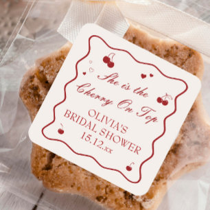 Sie ist die Kirsche auf dem Sahnehäubchen Quadratischer Aufkleber