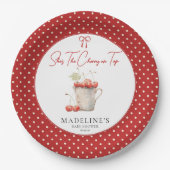 Sie ist die Kirsche auf der obersten Papierplatte Pappteller (Vorderseite)