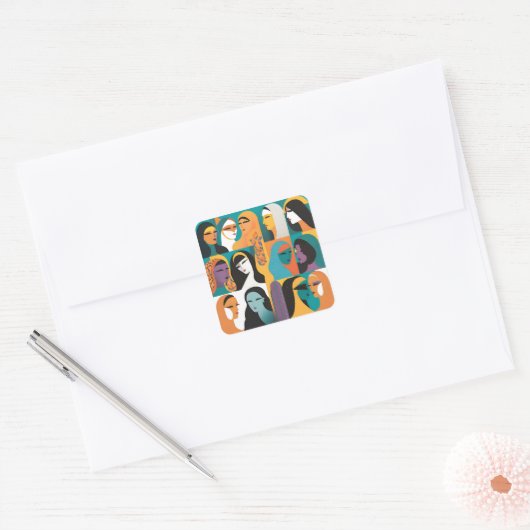 Sie ist die Revolution Quadratischer Aufkleber (Umschlag)