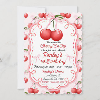 Sie ist draußen kleine Cherry auf Top Bow Coquette Einladung