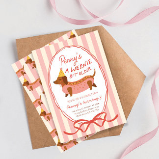 Sie ist ein bisschen älter Dachshund Hot Dog Party Einladung