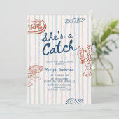 Sie ist ein Catch Coastal Brautparty Einladung (Stehend Vorderseite)