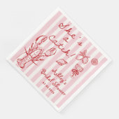 Sie ist ein Catch Coastal Lobster Brautparty Napki Serviette (Ecke)
