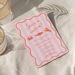 Sie ist ein Catch Hummer Pink & Orange Brautparty Einladung