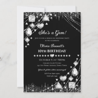 Sie ist ein Diamant-Edelstein-Glam-Geburtstag Einladung