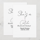 Sie ist ein Fang Champagnerflasche Junggesellinnen Einladung (Vorne/Hinten)