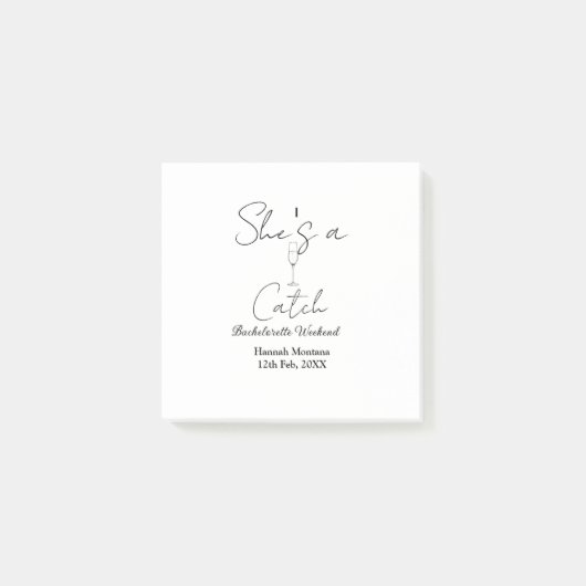 Sie ist ein Fang Champagnerflasche Junggesellinnen Post-it Klebezettel (Vorderseite)