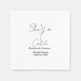 Sie ist ein Fang Champagnerflasche Junggesellinnen Serviette