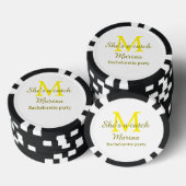Sie ist ein Fang gelbe Monogramm-Junggesellinnen-A Pokerchips (Stapel)