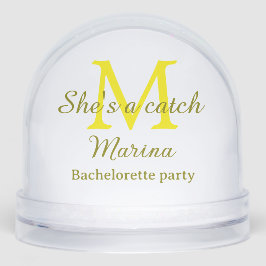 Sie ist ein Fang gelbe Monogramm-Junggesellinnenab Schneekugeln