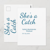 Sie ist ein Fang Junggesellinnen-Wochenende Name B Postkarte (Vorne/Hinten)