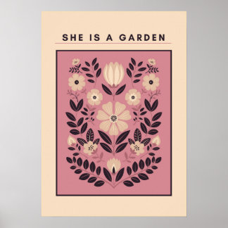 Sie ist ein Garten – Botanische Wandkunst (Blush) Poster