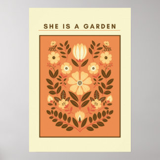 Sie ist ein Garten – Botanische Wandkunst (Terrako Poster