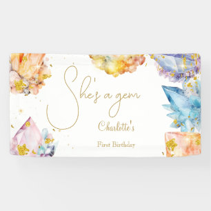 Sie ist ein Gem Birthday Crystals Girl's Aquarell Banner