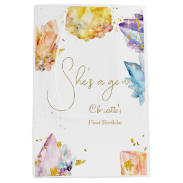 Sie ist ein Gem Birthday Crystals Girl's Aquarell Mittlere Geschenktüte