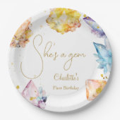 Sie ist ein Gem Birthday Crystals Girl's Aquarell Pappteller (Vorderseite)