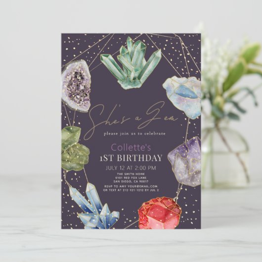 Sie ist ein Gem Crystals Edelstein Geology 1. Gebu Einladung (Stehend Vorderseite)