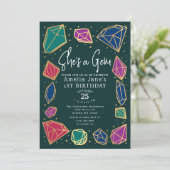 Sie ist ein Gem Crystals Gemstone Geology Kind Geb Einladung (Stehend Vorderseite)