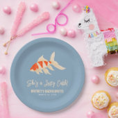 Sie ist ein Glücksfang Koi-Fisch Blau Junggesellin Pappteller (Party)