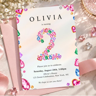 Sie ist ein Juwel 2. Geburtstag Rhinestone Juwel G Einladung