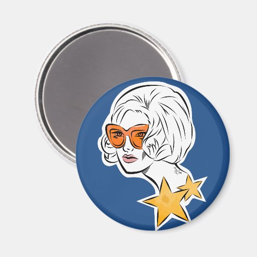 Sie ist ein Star Retro Style Magnet (Vorderseite/Rückseite)