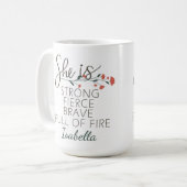 Sie ist ein starker, mutiger Individuelle Name Kaffeetasse (Vorderseite Links)