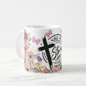 Sie ist ein starkes Sprichwort 31:25 Kaffeetasse (Vorderseite Links)