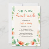 Sie ist ein süßes Pfirsichmädchen zum Geburtstag Einladung (Vorderseite)