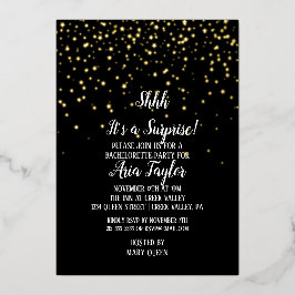 Sie ist ein überraschender Confetti auf Black Part Folieneinladung