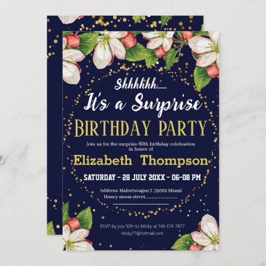 Sie ist ein überraschender moderner Glitzer mit Bl Einladung (Vorne/Hinten)