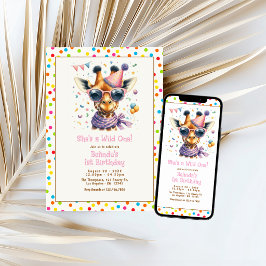 Sie ist ein Wild One Giraffe 1. Geburtstag Party Einladung