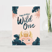 Sie ist ein Wild One Pink Monster & Tropical Jungl Karte (Vorderseite)
