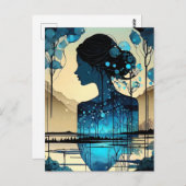 Sie ist eine abstrakte Frau aus Wald. Sie ist Postkarte (Vorne/Hinten)