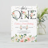 Sie ist eine blumengeschmückte Briefe und rot-rosa Einladung (Stehend Vorderseite)