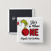 Sie ist eine Böse | Grinch Geburtstag Button (Vorne & Hinten)
