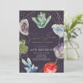 Sie ist eine Gem Crystals Gemstone Geology Geburts Einladung (Stehend Vorderseite)