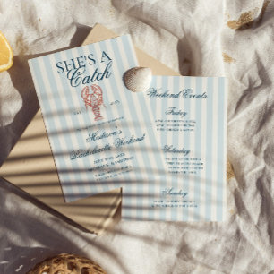 Sie ist eine Hummer Blue Striped Bachelorette Einladung