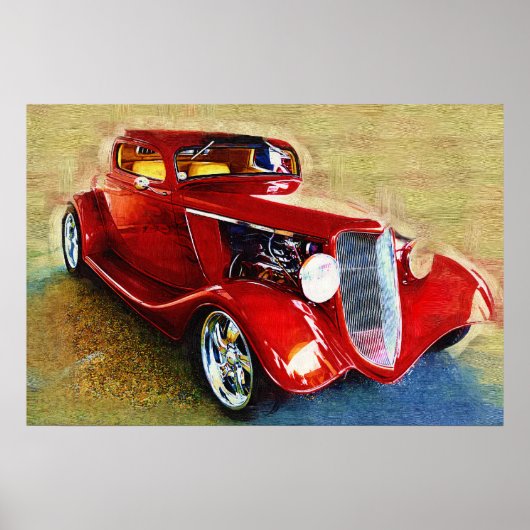 Sie ist eine Klassikerin! Schönes Rotes Auto Poster (Vorne)