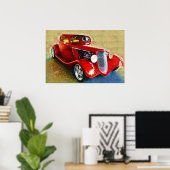 Sie ist eine Klassikerin! Schönes Rotes Auto Poster (Heimbüro)