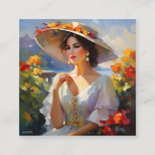 Sie ist eine schöne Dame, die Eleganz und M ausstr Quadratische Visitenkarte