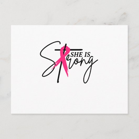 Sie ist eine starke rosa Schleife Ankündigungspostkarte (Vorderseite)