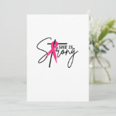 Sie ist eine starke rosa Schleife Save The Date (Stehend Vorderseite)