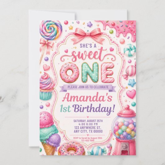 Sie ist eine Süße Einladungsvorlage zum Geburtstag (Vorderseite)