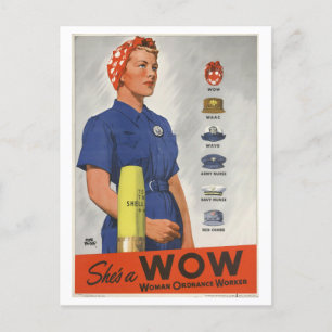 "Sie ist eine WOW" Frau Munitionsarbeiterin WWII Postkarte