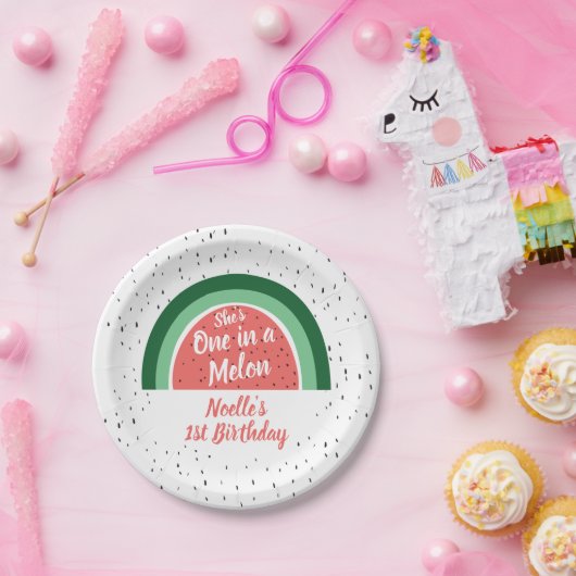 Sie ist eins in einem Melon, Watermelon Rainbow Bi Pappteller (Party)