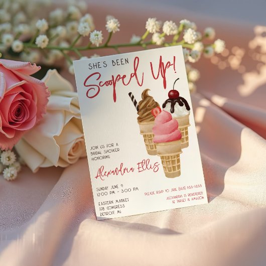 Sie ist erschossen! Eiscreme-Brautparty Einladung