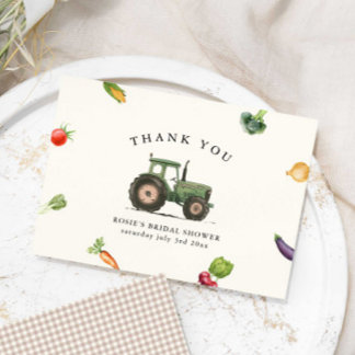 Sie ist frisch vom Bauer Market Brautparty Dankeskarte